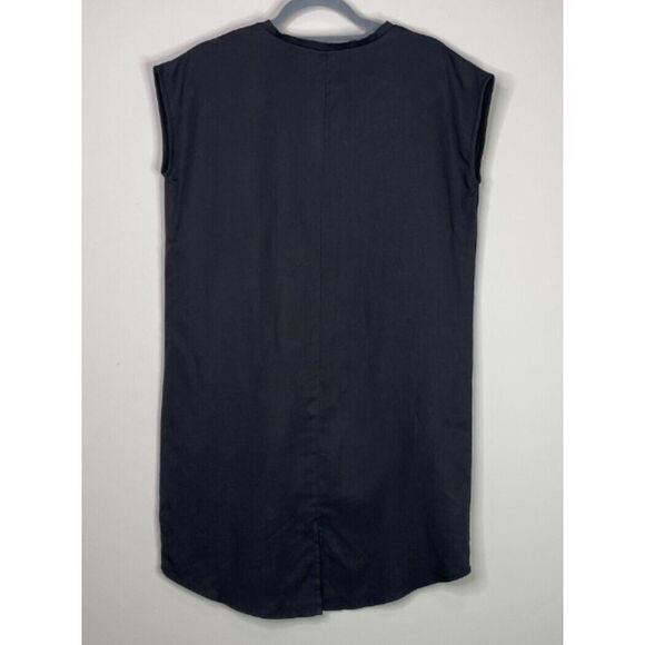 S'EDGE Ashlyn V-Neck Shirt Dress in Black Women's Size Small - Picture 6 of 7